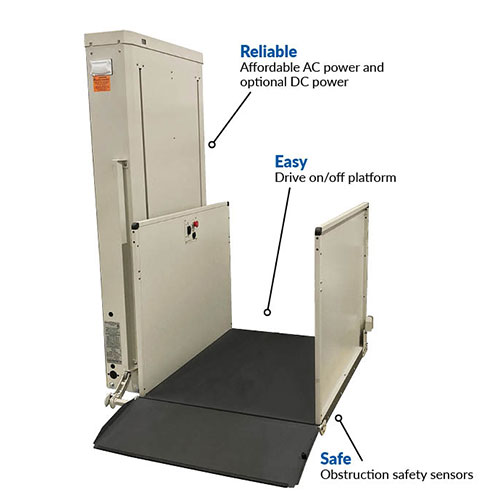 Bruno Platform Lift, Unenclosed wheelchair lift