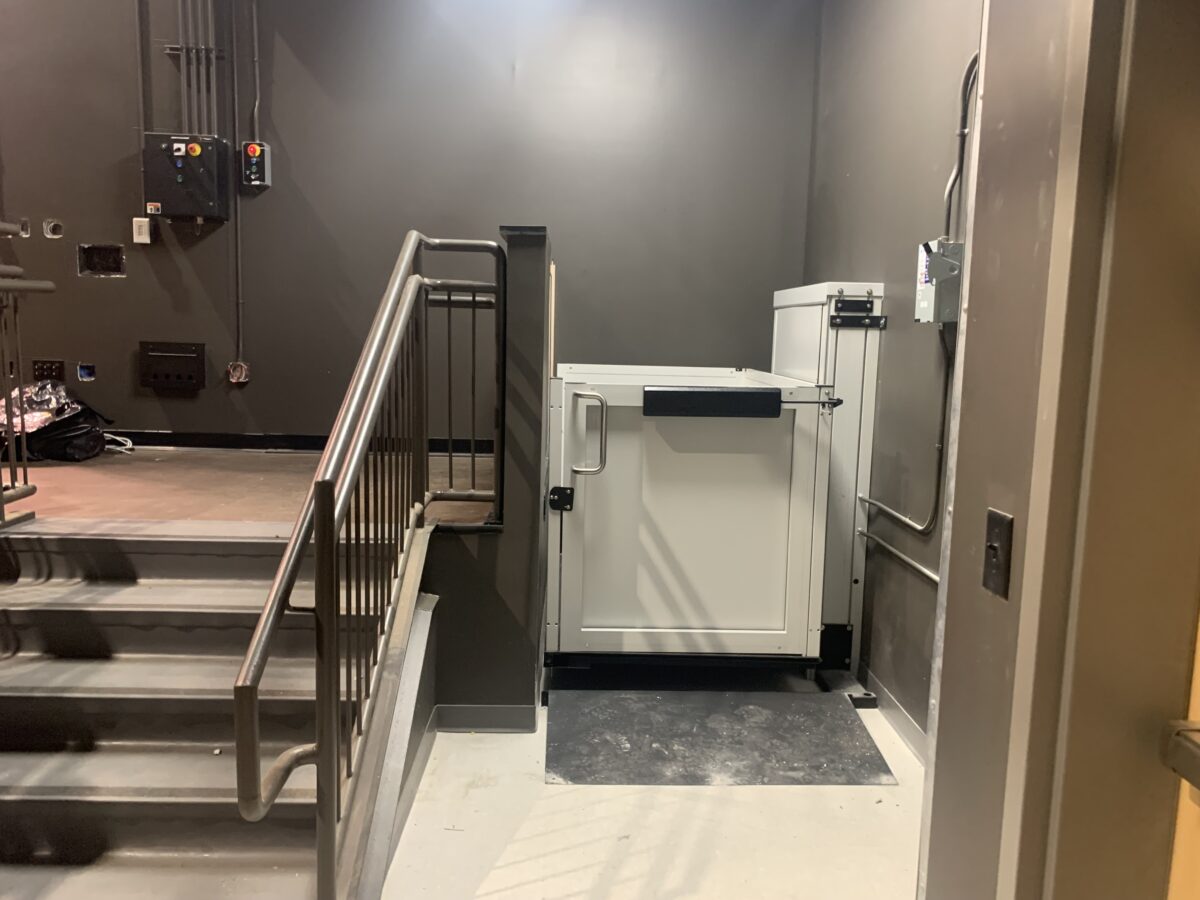 Commercial installation of a unenclosed wheelchair lift in Rochester, NY